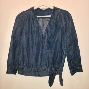 Madewell tie-front denim blouse